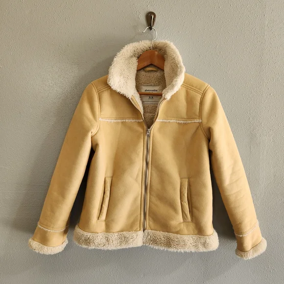 Abercrombie Kids Shearling Sherpa Jacket Coat Size 15/16 XL - Picture 1 of 7
